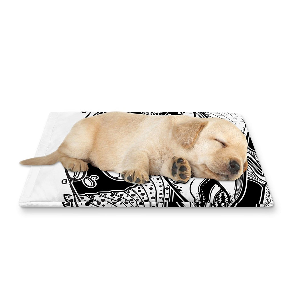 White And Black Pisces Sign Print Pet Cooling Mat Cover