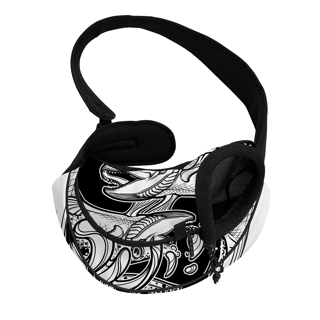 White And Black Pisces Sign Print Pet Sling Carrier