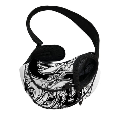 White And Black Pisces Sign Print Pet Sling Carrier