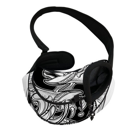 White And Black Pisces Sign Print Pet Sling Carrier
