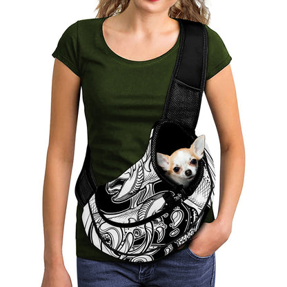 White And Black Pisces Sign Print Pet Sling Carrier