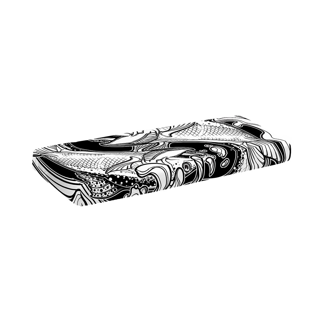 White And Black Pisces Sign Print Piano Keyboard Cover