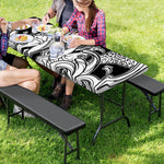 White And Black Pisces Sign Print Picnic Table Cover