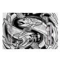 White And Black Pisces Sign Print Placemat