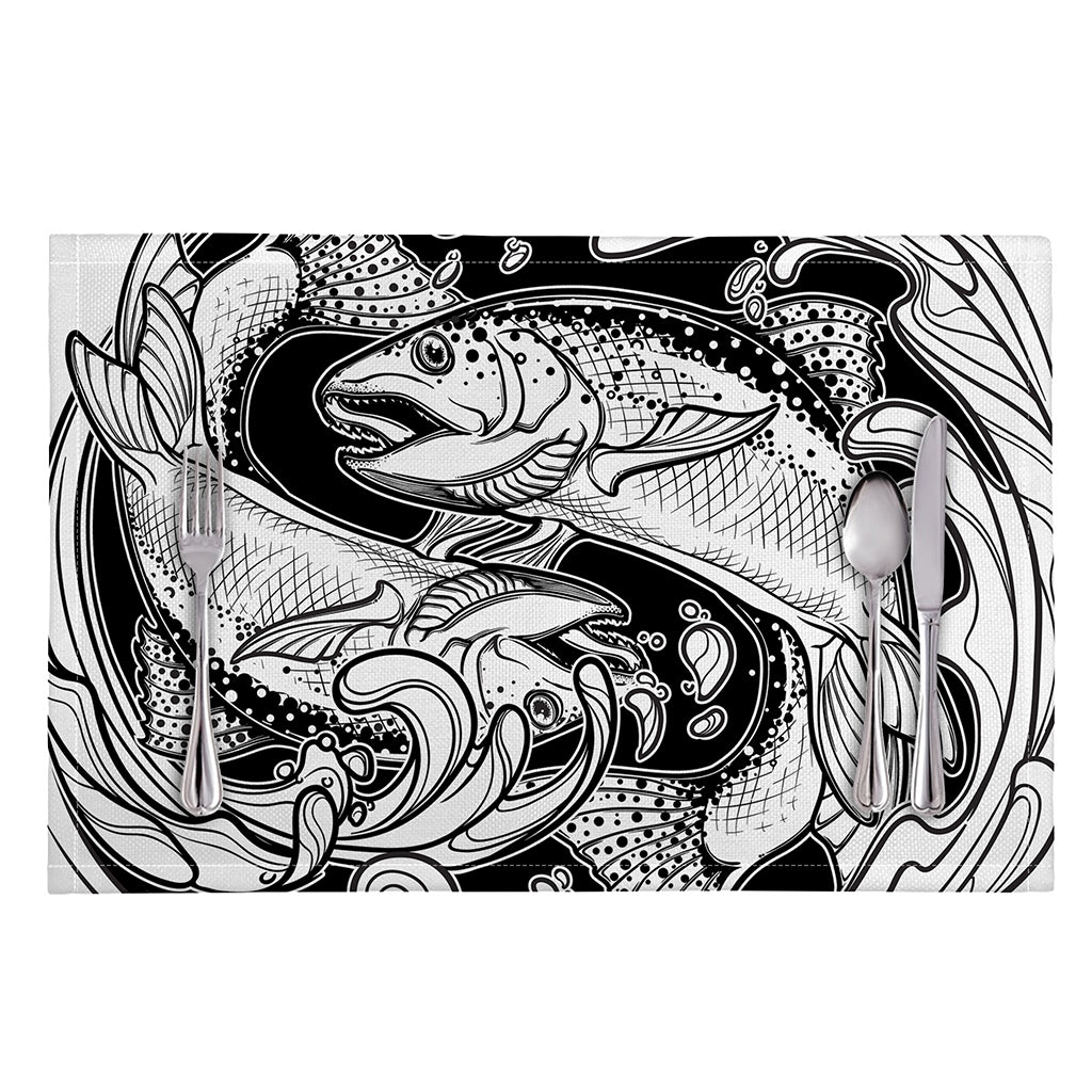 White And Black Pisces Sign Print Placemat