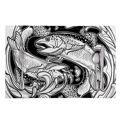 White And Black Pisces Sign Print Placemat
