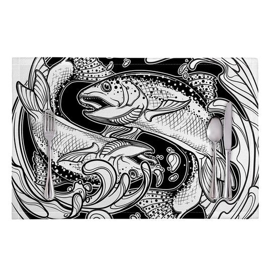 White And Black Pisces Sign Print Placemat