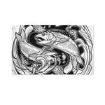 White And Black Pisces Sign Print Polyester Flag