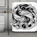 White And Black Pisces Sign Print Polyester Shower Curtain