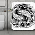 White And Black Pisces Sign Print Polyester Shower Curtain