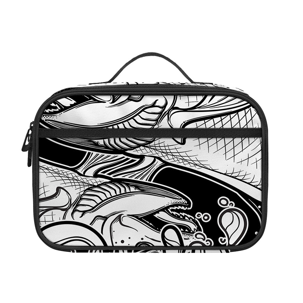 White And Black Pisces Sign Print Portable Lunch Bag