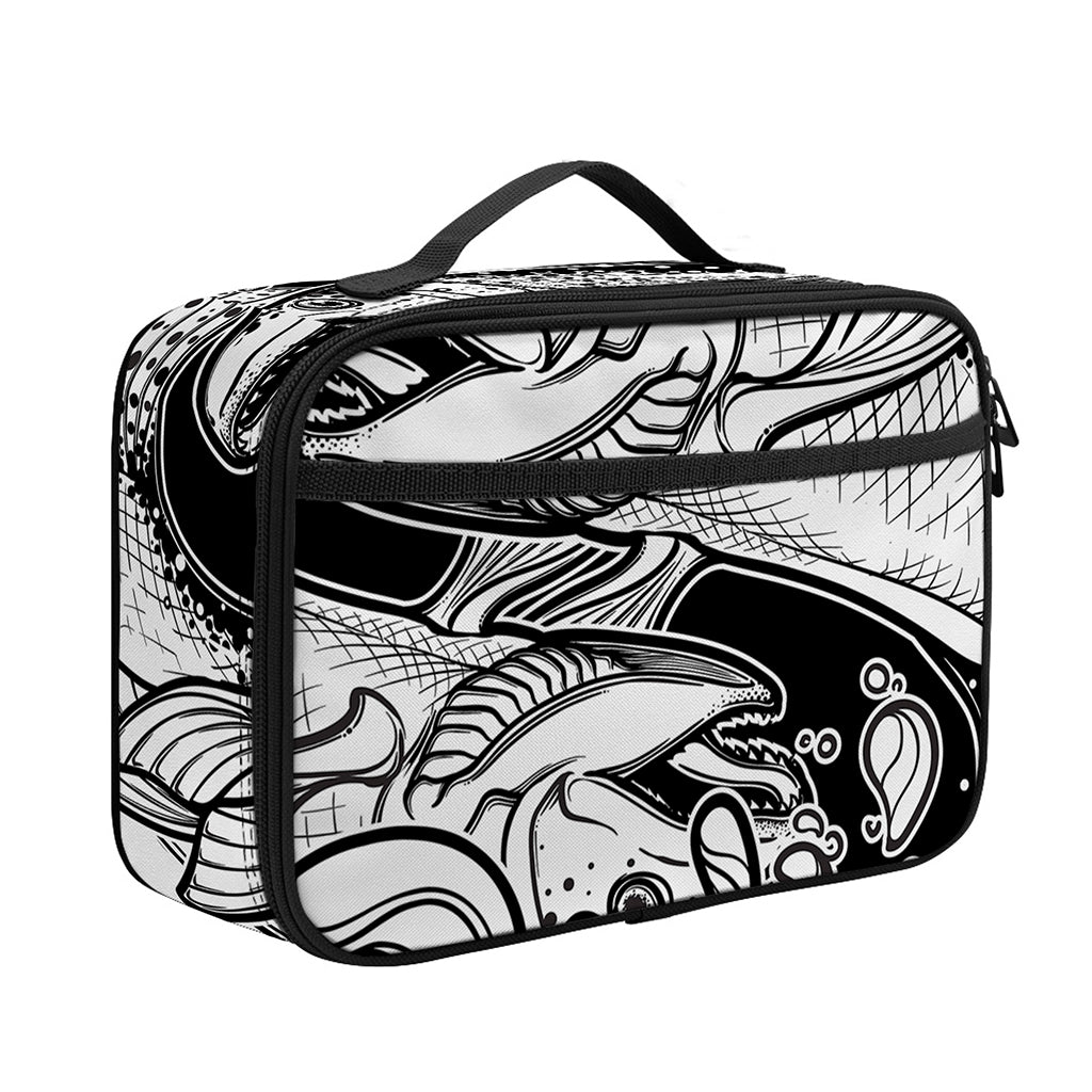 White And Black Pisces Sign Print Portable Lunch Bag