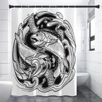 White And Black Pisces Sign Print Premium Shower Curtain