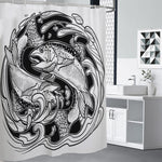 White And Black Pisces Sign Print Premium Shower Curtain