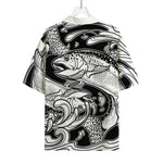 White And Black Pisces Sign Print Rayon Hawaiian Shirt