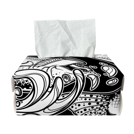 White And Black Pisces Sign Print Rectangle Tissue Box Cover