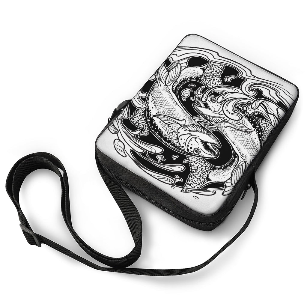 White And Black Pisces Sign Print Rectangular Crossbody Bag