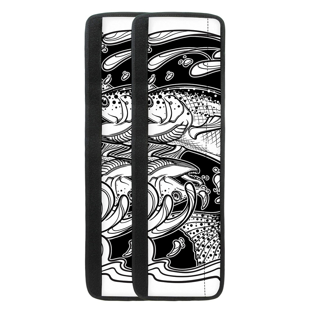 White And Black Pisces Sign Print Refrigerator Handle Covers