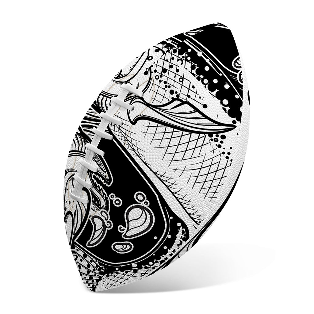 White And Black Pisces Sign Print Rugby Ball