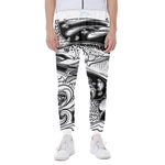 White And Black Pisces Sign Print Scuba Joggers