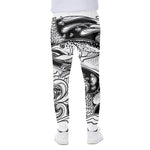 White And Black Pisces Sign Print Scuba Joggers