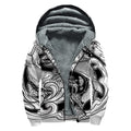White And Black Pisces Sign Print Sherpa Lined Zip Up Hoodie