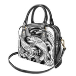 White And Black Pisces Sign Print Shoulder Handbag