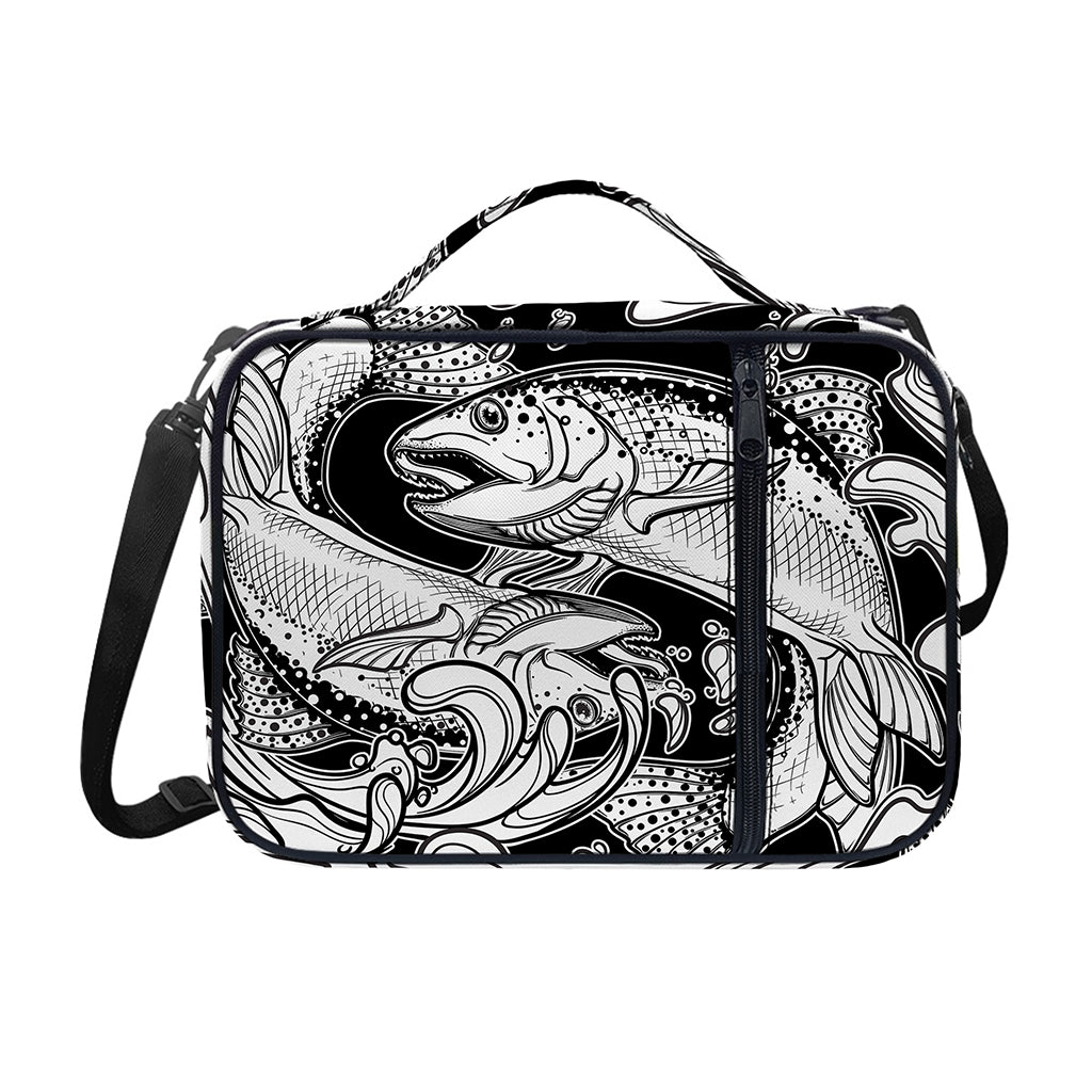 White And Black Pisces Sign Print Shoulder Strap Bible Bag