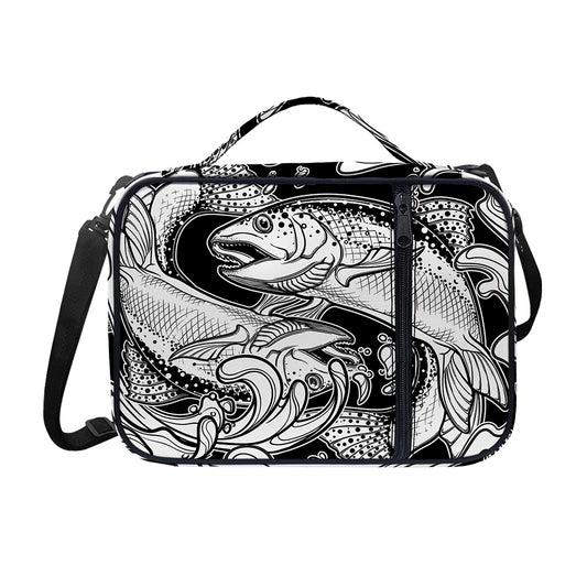 White And Black Pisces Sign Print Shoulder Strap Bible Bag