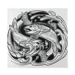 White And Black Pisces Sign Print Silk Bandana