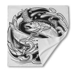 White And Black Pisces Sign Print Silk Bandana