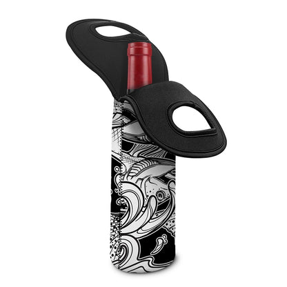 White And Black Pisces Sign Print Single Neoprene Wine Tote