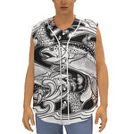 White And Black Pisces Sign Print Sleeveless Baseball Jersey