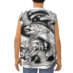 White And Black Pisces Sign Print Sleeveless Baseball Jersey