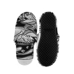 White And Black Pisces Sign Print Slippers