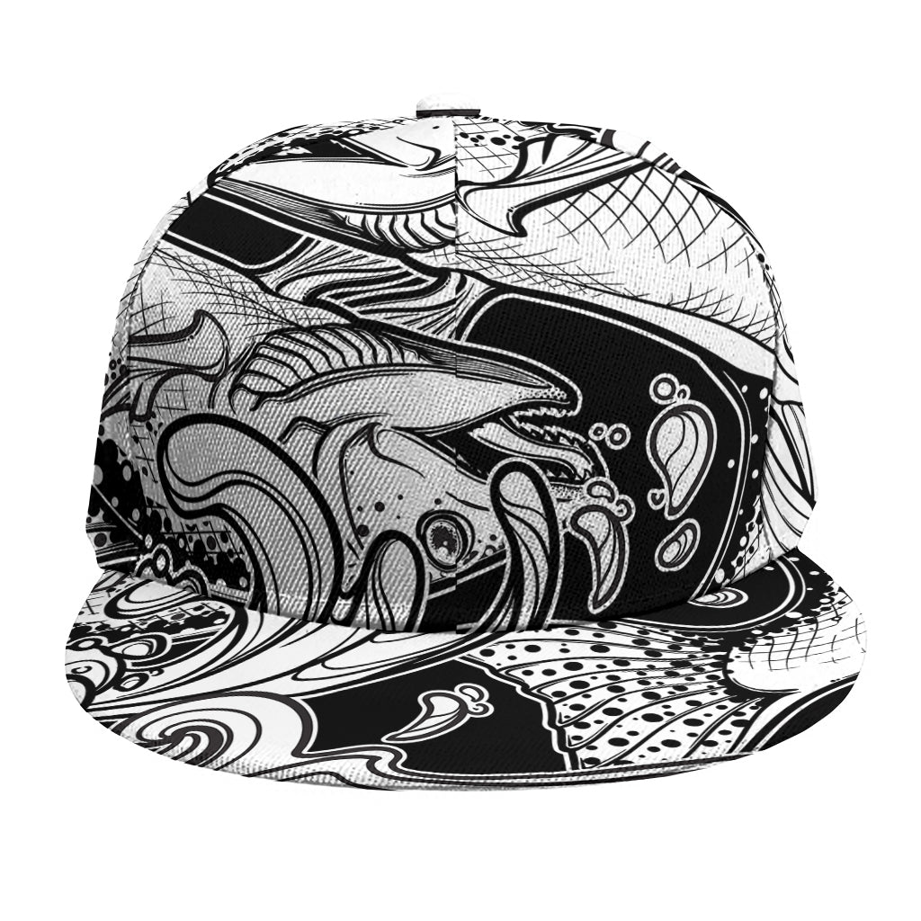 White And Black Pisces Sign Print Snapback Cap