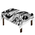 White And Black Pisces Sign Print Tablecloth
