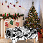 White And Black Pisces Sign Print Tablecloth