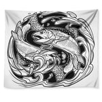 White And Black Pisces Sign Print Tapestry