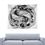 White And Black Pisces Sign Print Tapestry