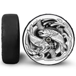 White And Black Pisces Sign Print Tire Cover With Camera Hole