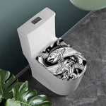 White And Black Pisces Sign Print Toilet Lid Cover
