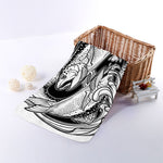 White And Black Pisces Sign Print Towel