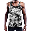 White And Black Pisces Sign Print Men's Workout Tank Top