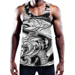 White And Black Pisces Sign Print Training Tank Top