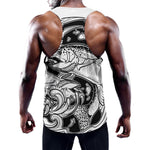 White And Black Pisces Sign Print Training Tank Top