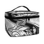 White And Black Pisces Sign Print Travel Makeup Bag