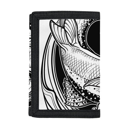 White And Black Pisces Sign Print Trifold Wallet