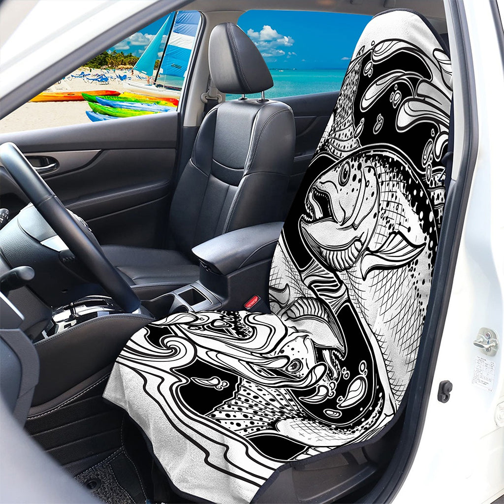White And Black Pisces Sign Print Waterproof Car Seat Cover
