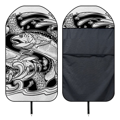 White And Black Pisces Sign Print Waterproof Car Seat Cover